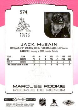 2022-23 O-Pee-Chee - Neon Pink Border #574 Jack McBain Back