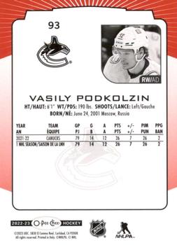 2022-23 O-Pee-Chee - Red Border #93 Vasily Podkolzin Back
