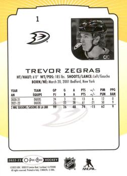 2022-23 O-Pee-Chee - Yellow Border #1 Trevor Zegras Back