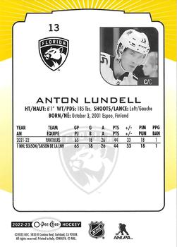 2022-23 O-Pee-Chee - Yellow Border #13 Anton Lundell Back