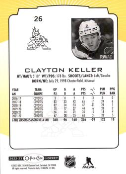 2022-23 O-Pee-Chee - Yellow Border #26 Clayton Keller Back