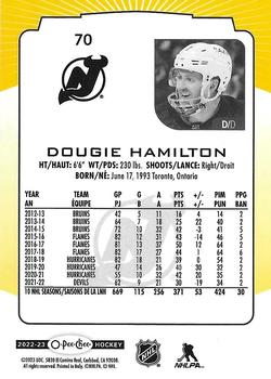 2022-23 O-Pee-Chee - Yellow Border #70 Dougie Hamilton Back