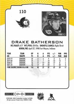 2022-23 O-Pee-Chee - Yellow Border #110 Drake Batherson Back
