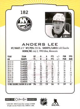2022-23 O-Pee-Chee - Yellow Border #182 Anders Lee Back