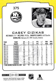 2022-23 O-Pee-Chee - Yellow Border #375 Casey Cizikas Back