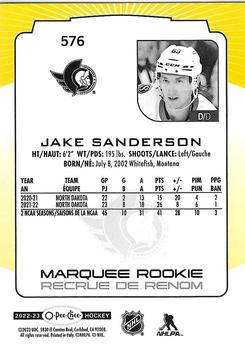 2022-23 O-Pee-Chee - Yellow Border #576 Jake Sanderson Back