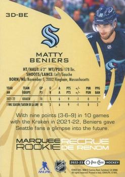 2022-23 O-Pee-Chee - 3-D Marquee Rookies #3D-BE Matty Beniers Back