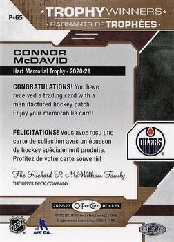 2022-23 O-Pee-Chee - Patches #P-65 Connor McDavid Back