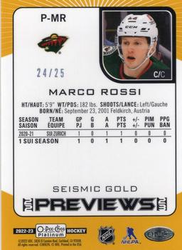 2022-23 O-Pee-Chee - O-Pee-Chee Platinum Previews Seismic Gold #P-MR Marco Rossi Back