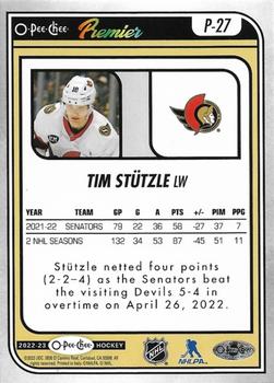 2022-23 O-Pee-Chee - O-Pee-Chee Premier #P-27 Tim Stutzle Back