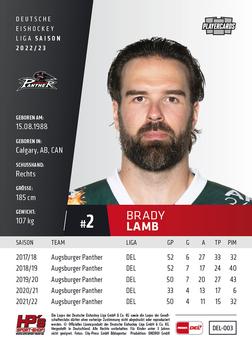 2022-23 Playercards (DEL) #3 Brady Lamb Back