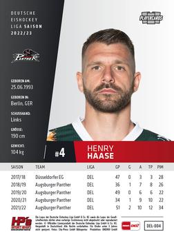 2022-23 Playercards (DEL) #4 Henry Haase Back
