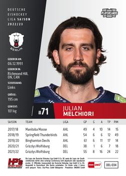 2022-23 Playercards (DEL) #34 Julian Melchiori Back