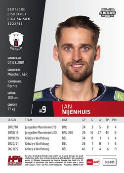 2022-23 Playercards (DEL) #35 Jan Nijenhuis Back
