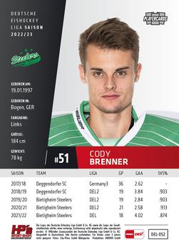 2022-23 Playercards (DEL) #52 Cody Brenner Back