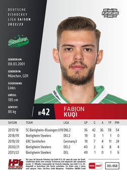 2022-23 Playercards (DEL) #68 Fabjon Kuqi Back