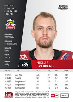 2022-23 Playercards (DEL) #76 Niklas Svedberg Back