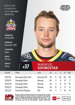 2022-23 Playercards (DEL) #92 Markus Vikingstad Back