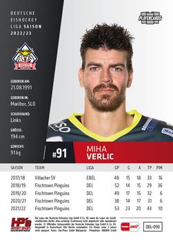 2022-23 Playercards (DEL) #93 Miha Verlic Back