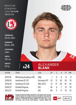 2022-23 Playercards (DEL) #115 Alexander Blank Back