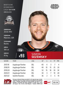 2022-23 Playercards (DEL) #134 Simon Sezemsky Back