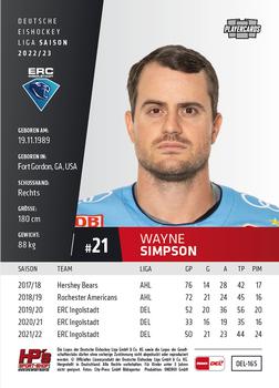 2022-23 Playercards (DEL) #165 Wayne Simpson Back