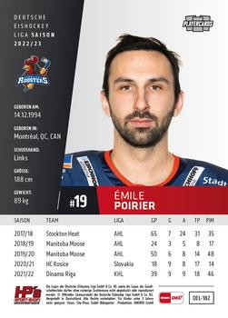 2022-23 Playercards (DEL) #182 Emile Poirier Back