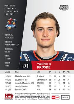2022-23 Playercards (DEL) #196 Yannick Proske Back