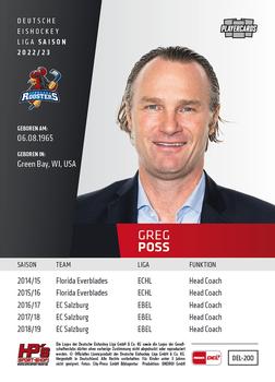 2022-23 Playercards (DEL) #200 Greg Poss Back