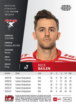 2022-23 Playercards (DEL) #203 Nick Bailen Back