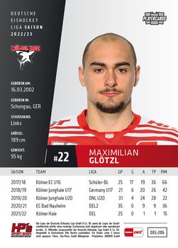 2022-23 Playercards (DEL) #206 Maximilian Glötzl Back