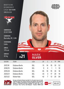 2022-23 Playercards (DEL) #217 Mark Olver Back