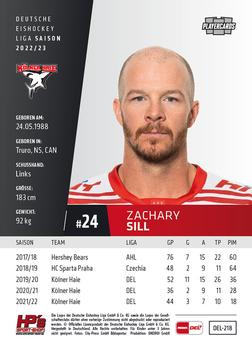 2022-23 Playercards (DEL) #218 Zach Sill Back