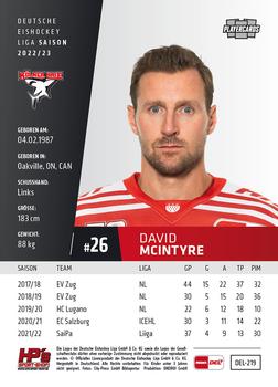 2022-23 Playercards (DEL) #219 David Mcintyre Back