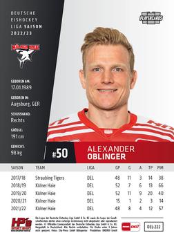 2022-23 Playercards (DEL) #222 Alexander Oblinger Back
