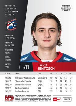2022-23 Playercards (DEL) #237 Taro Jentzsch Back
