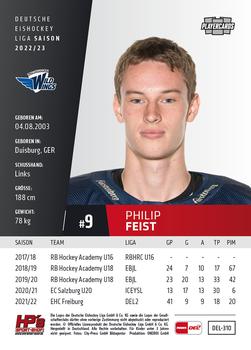 2022-23 Playercards (DEL) #310 Philip Feist Back