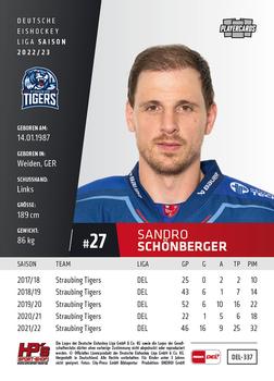 2022-23 Playercards (DEL) #337 Sandro Schönberger Back