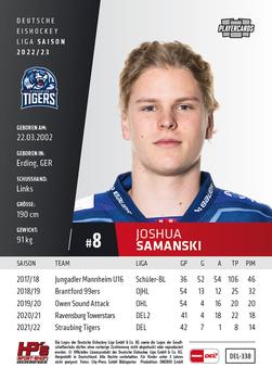 2022-23 Playercards (DEL) #338 Joshua Samanski Back
