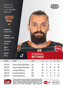 2022-23 Playercards (DEL) #354 Dominik Bittner Back