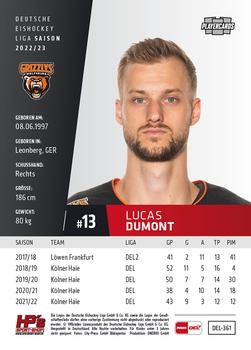 2022-23 Playercards (DEL) #361 Lucas Dumont Back