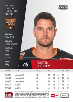 2022-23 Playercards (DEL) #362 Dustin Jeffrey Back