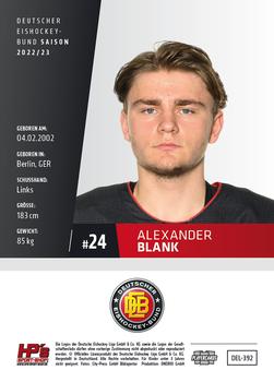 2022-23 Playercards (DEL) #392 Alexander Blank Back