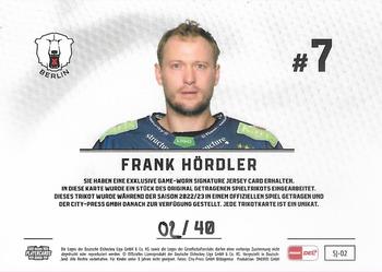 2022-23 Playercards (DEL) - Jerseys Signatures #SJ-02 Frank Hordler Back