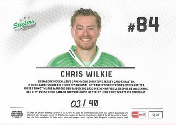 2022-23 Playercards (DEL) - Jerseys Signatures #SJ-03 Chris Wilkie Back