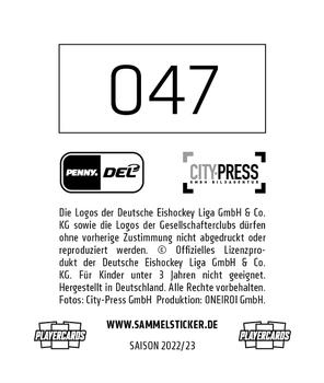 2022-23 Playercards Stickers (DEL) #047 Matt White Back