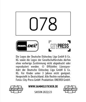 2022-23 Playercards Stickers (DEL) #078 Gregory Kreutzer Back