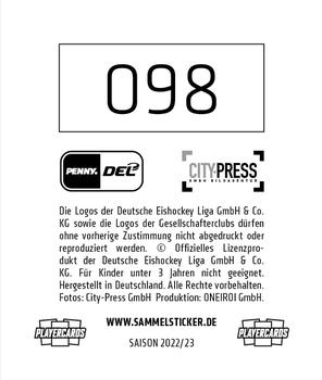 2022-23 Playercards Stickers (DEL) #98 Henrik Haukeland Back
