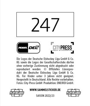 2022-23 Playercards Stickers (DEL) #247 Maksymilian Szuber Back
