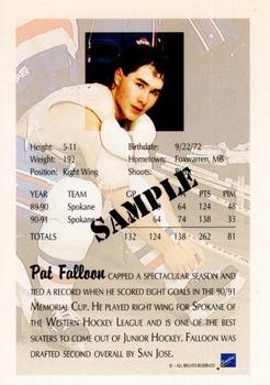1991 Ultimate Draft - Samples #NNO Pat Falloon Back